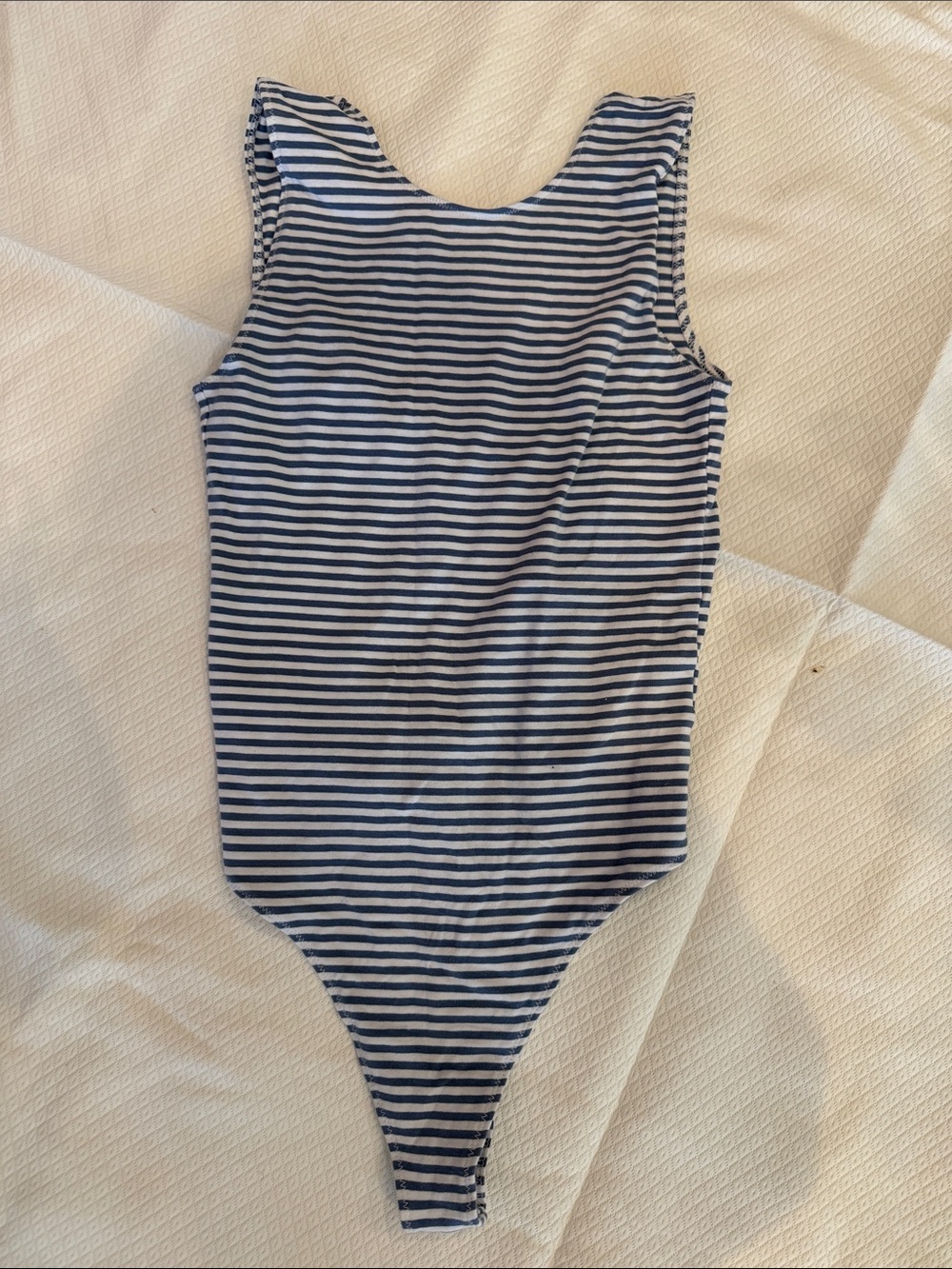 American Eagle Outfitters light blue and White Striped Sleeveless Bodysuit